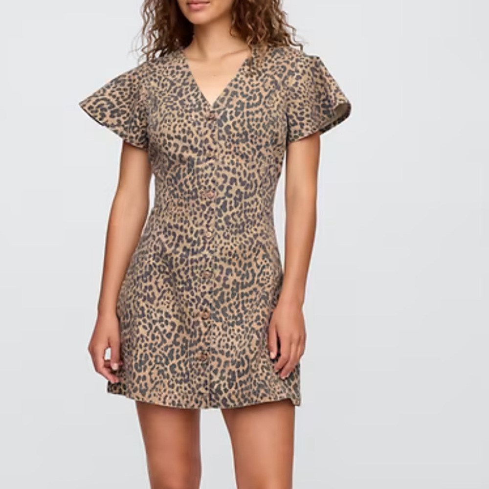 Leopard Print Denim Dress